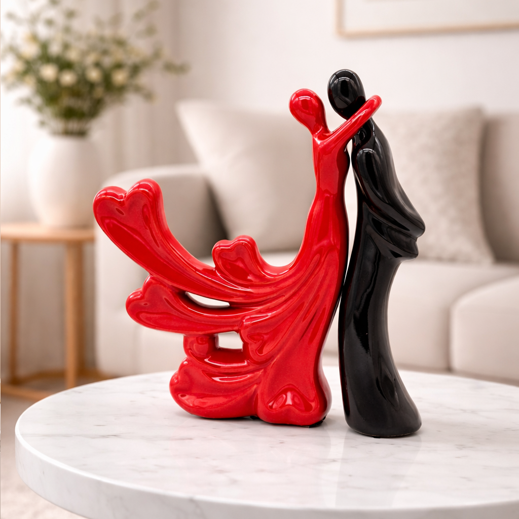 Abstract Stone Couple Hugging Statue