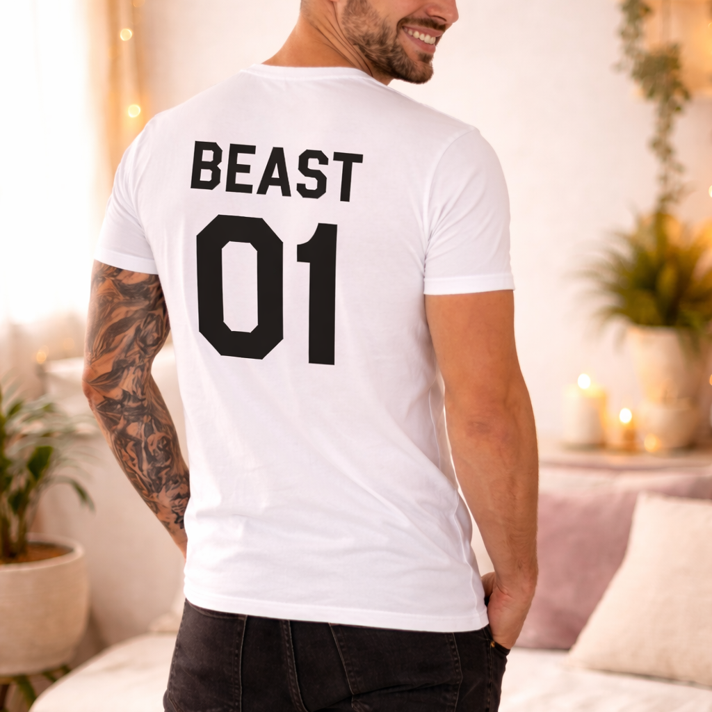 Funny couple shirts his beauty her beast