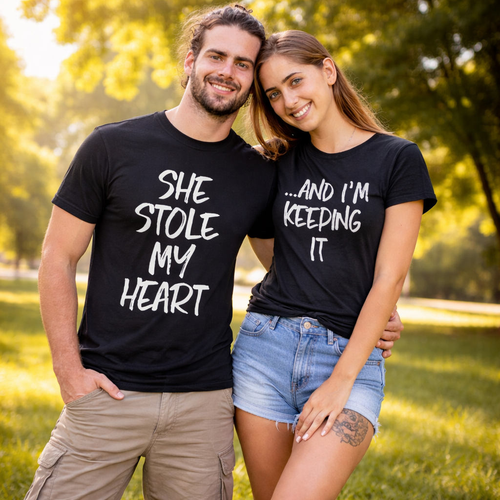 Funny couple shirts She Stole My Heart