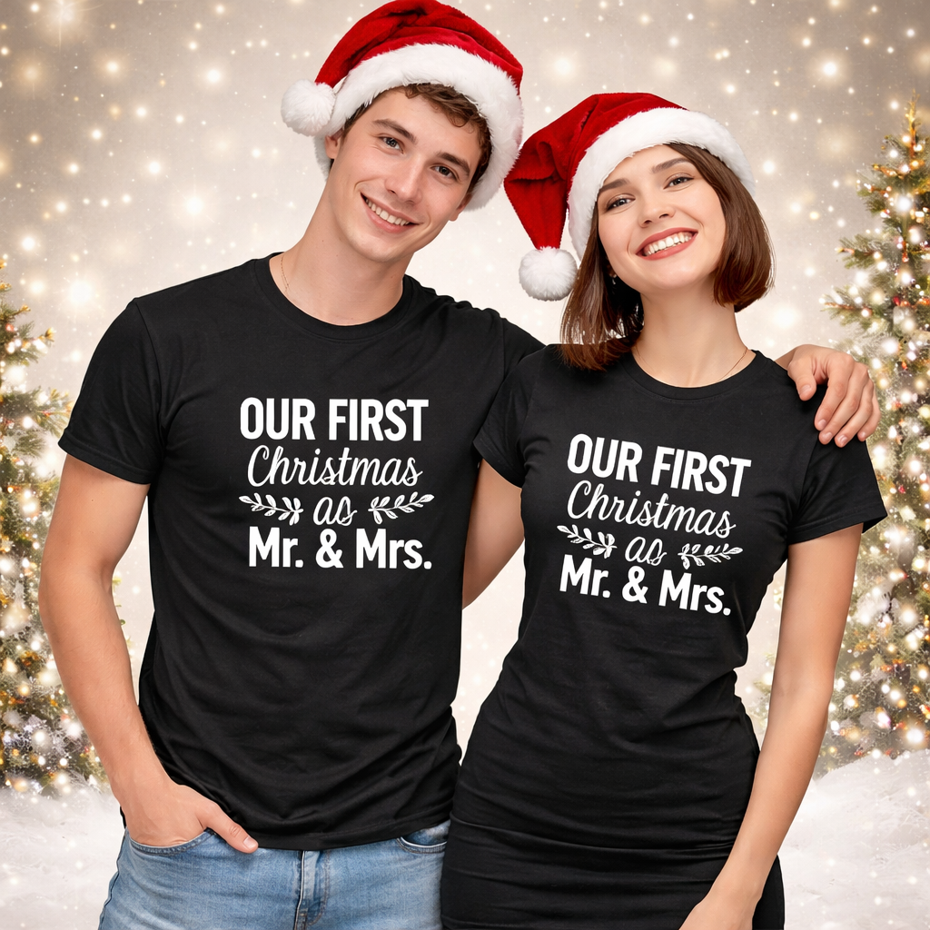 Husband and wife christmas shirts