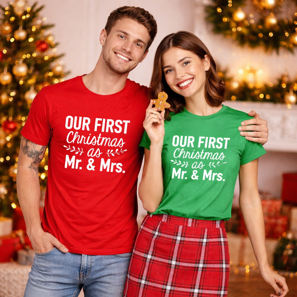 Husband and wife christmas shirts