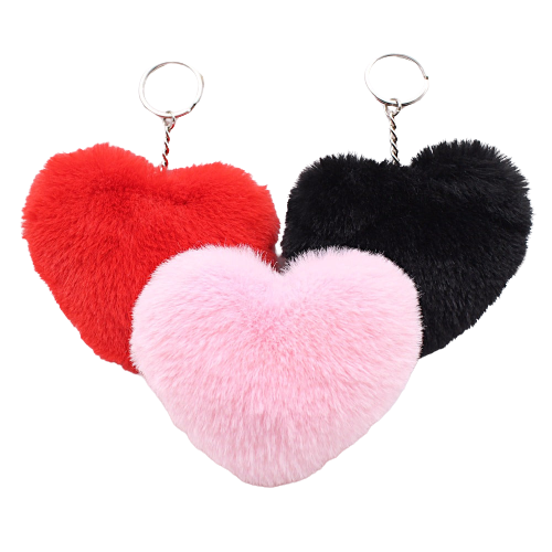 Heart Pom Pom Keychain | My Couple Goal Deepgray