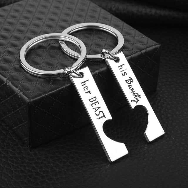 His Beauty Her Beast Keychain