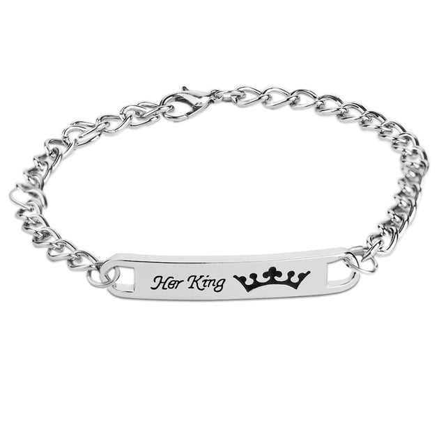 Couple distance bracelets king and queen