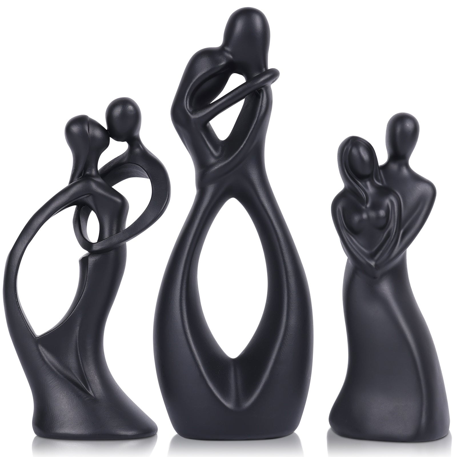 Couple hugging statue