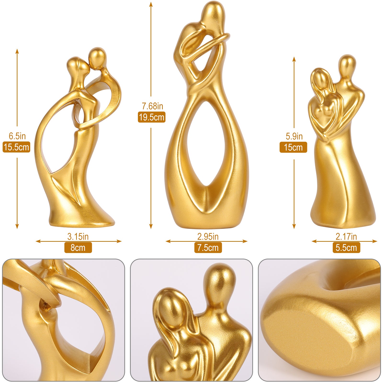 Couple hugging statue