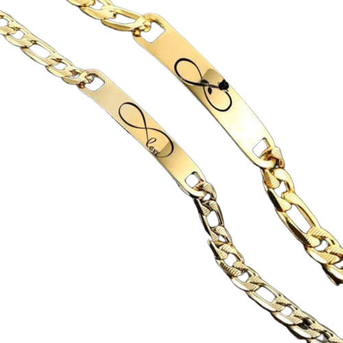 Gold Curb Chain Bracelet for Couples