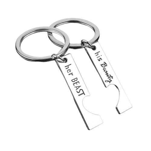 His Beauty Her Beast Keychain