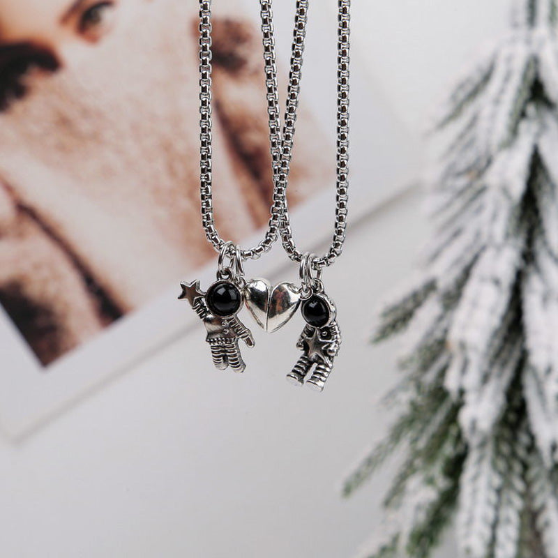 Cute Astronaut Matching Necklaces for Couples