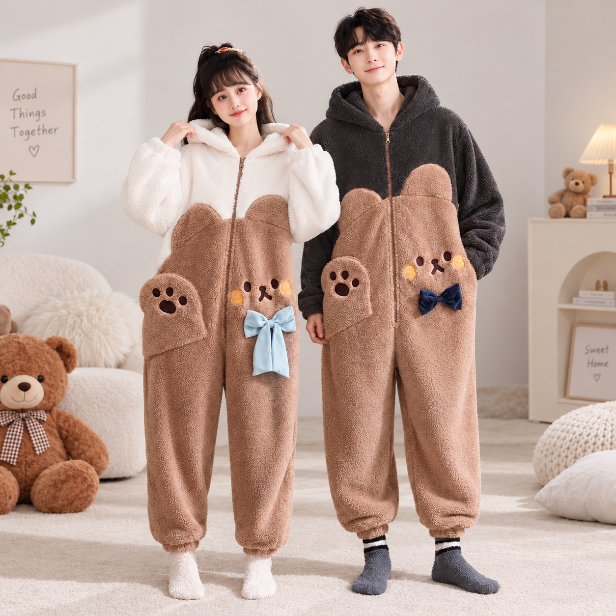 Bear couple onesie