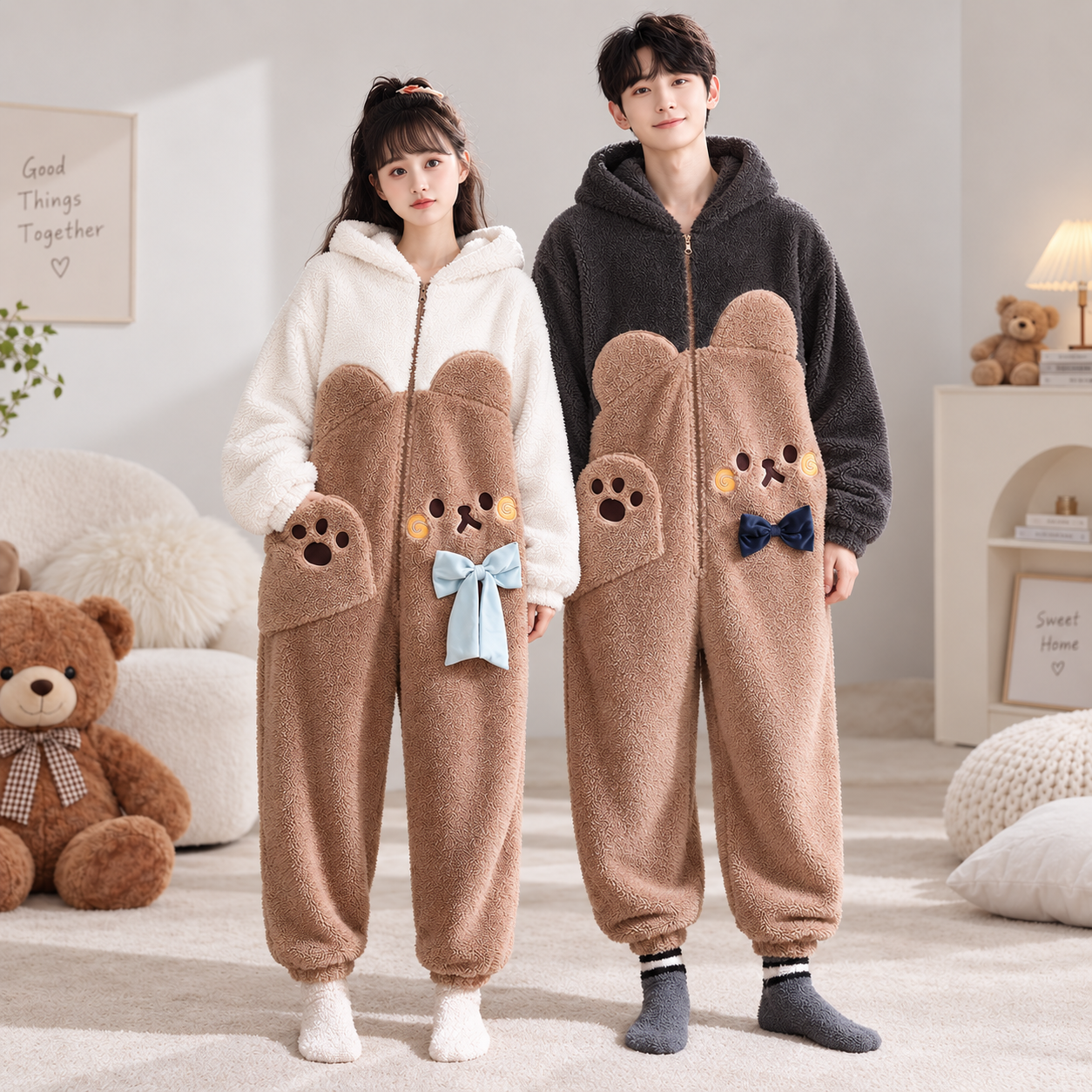 Bear couple onesie