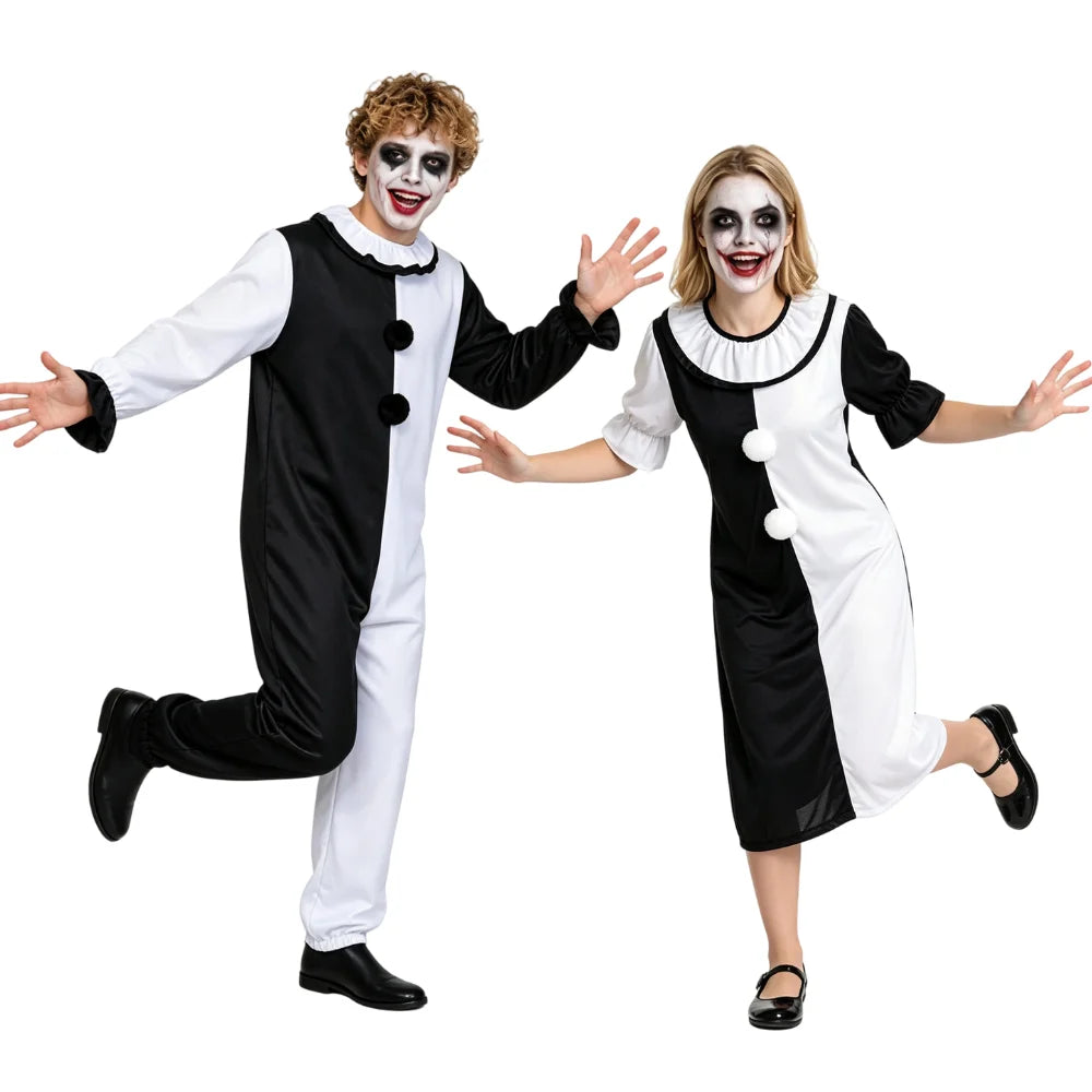 Black White Clown Couple Halloween Costume