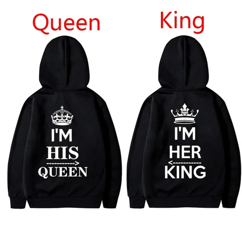 Black and White King Queen Hoodies