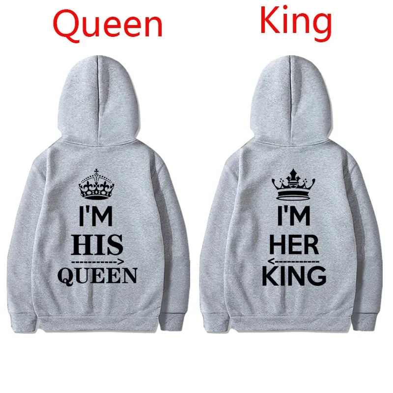 Black and White King Queen Hoodies