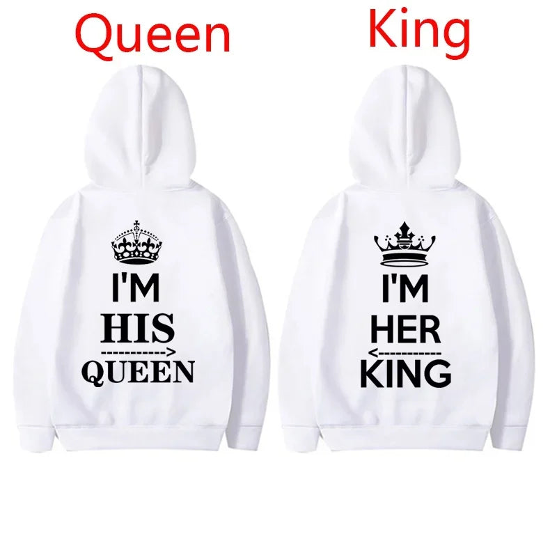 Black and White King Queen Hoodies