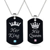 Black his queen her king necklace