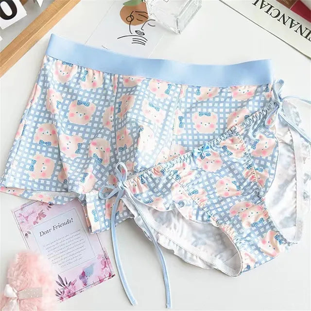 Blue Teddy Bear Couple Underwear