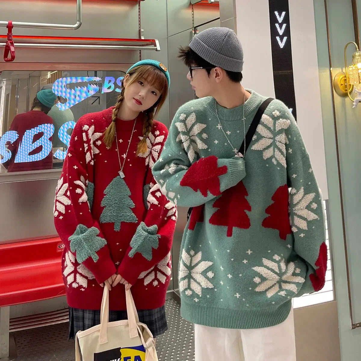 Christmas Tree Sweatshirt for Couples