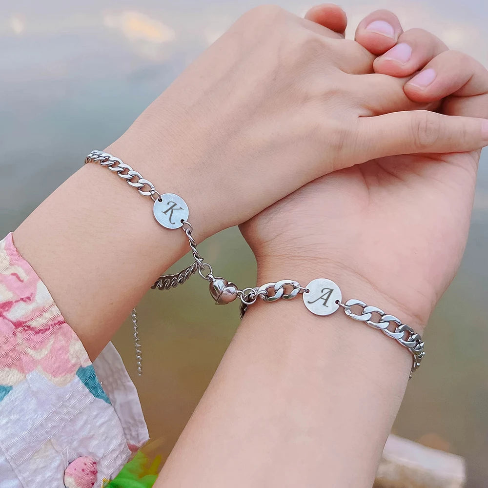 Couple Heart Magnet Bracelet