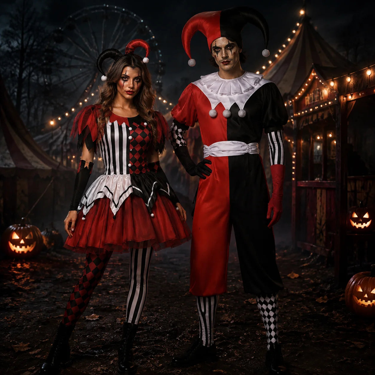 Couple Jester Halloween Costumes