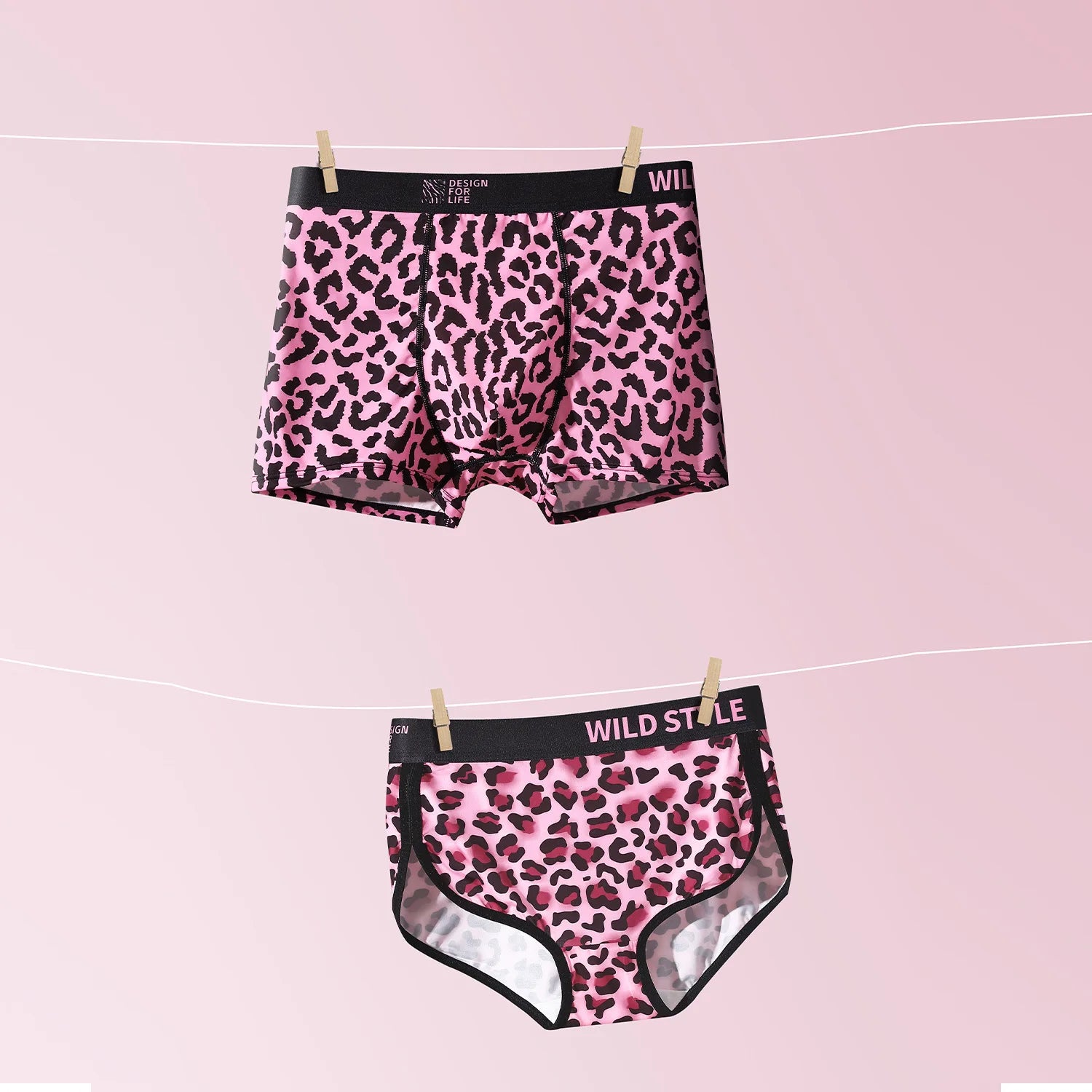Couple Underwear Pink Leopard