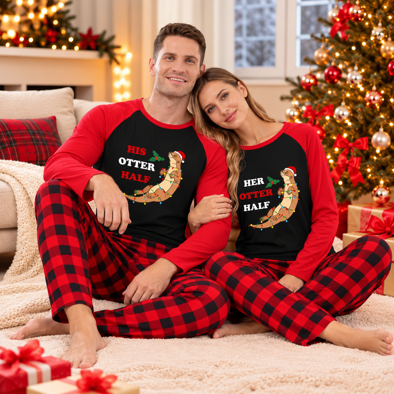 His and Hers Matching Christmas Pajamas