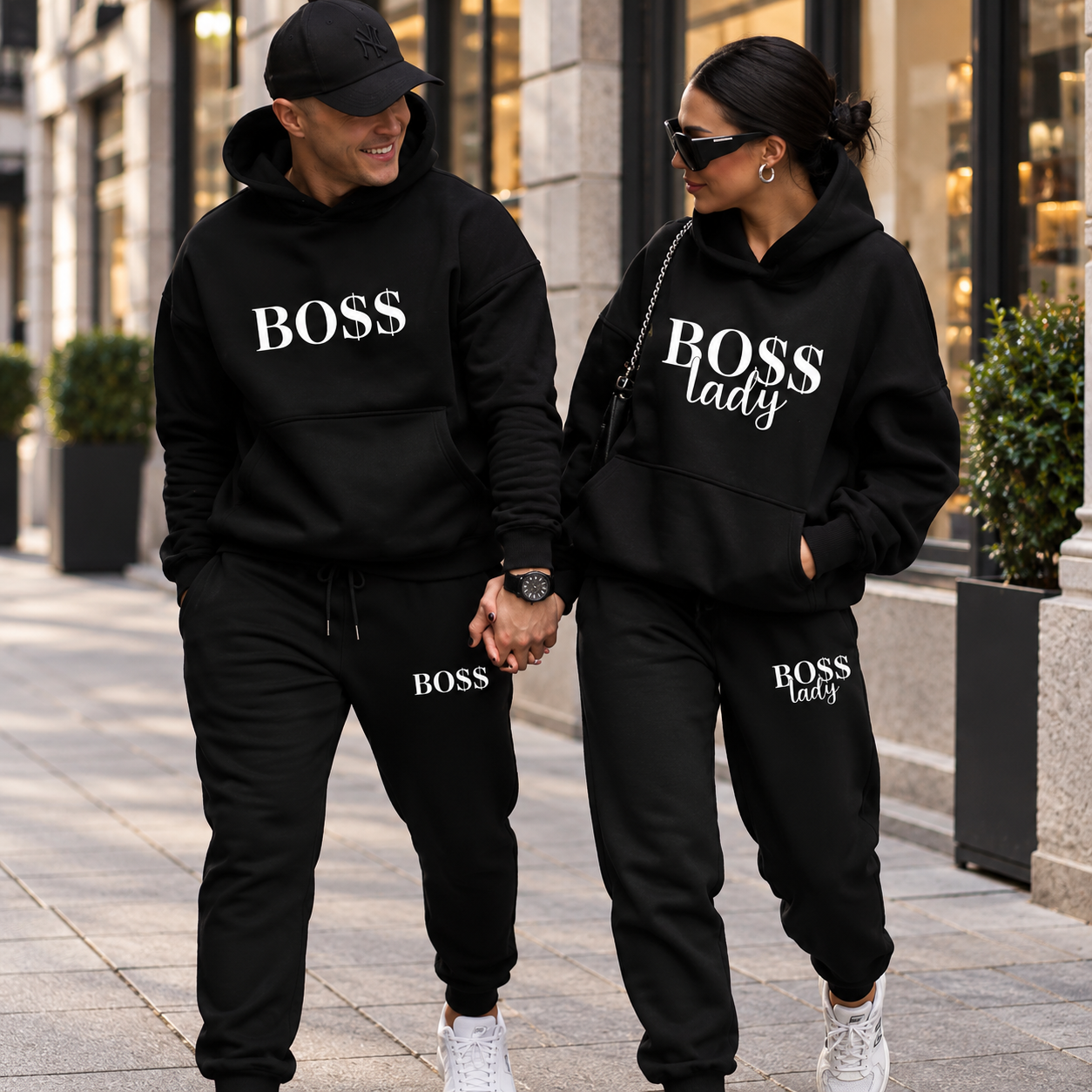 Boss matching couple tracksuits