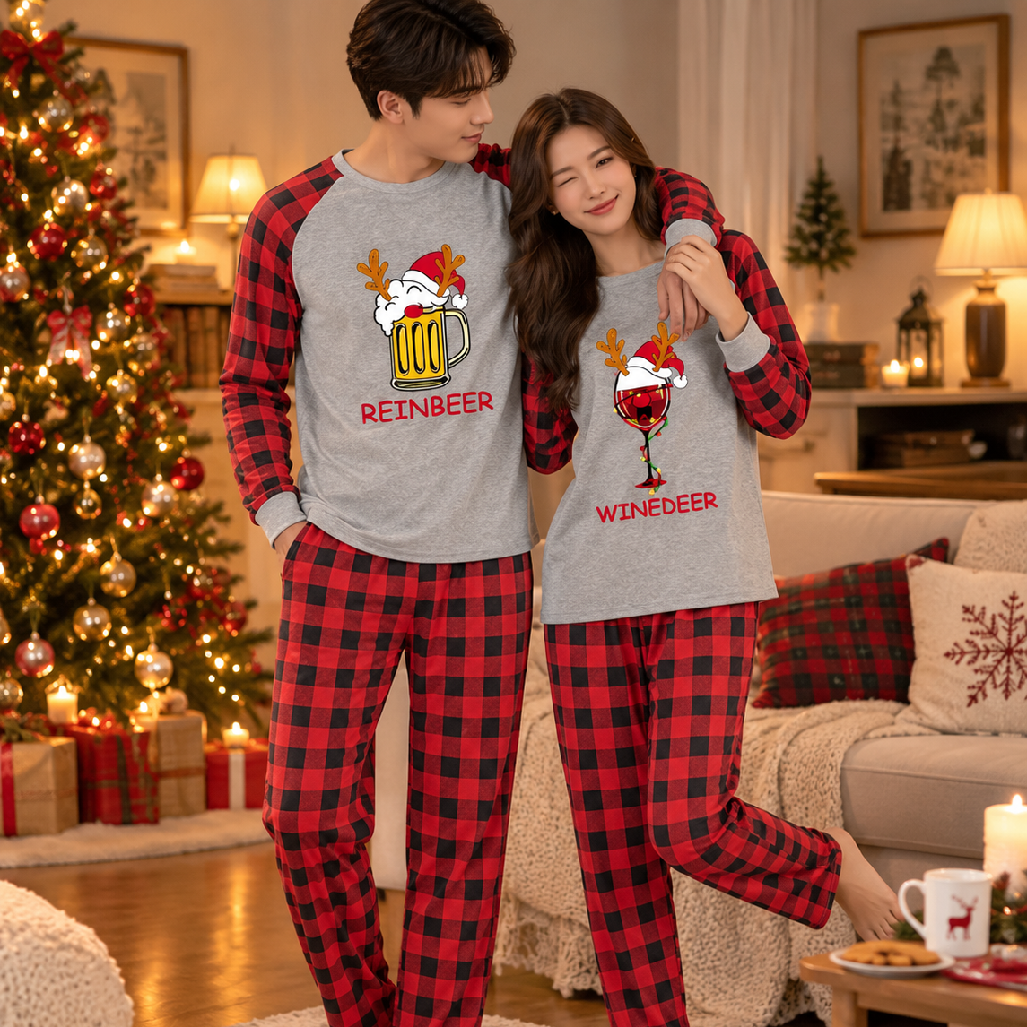 Funny Couples Christmas Pajamas
