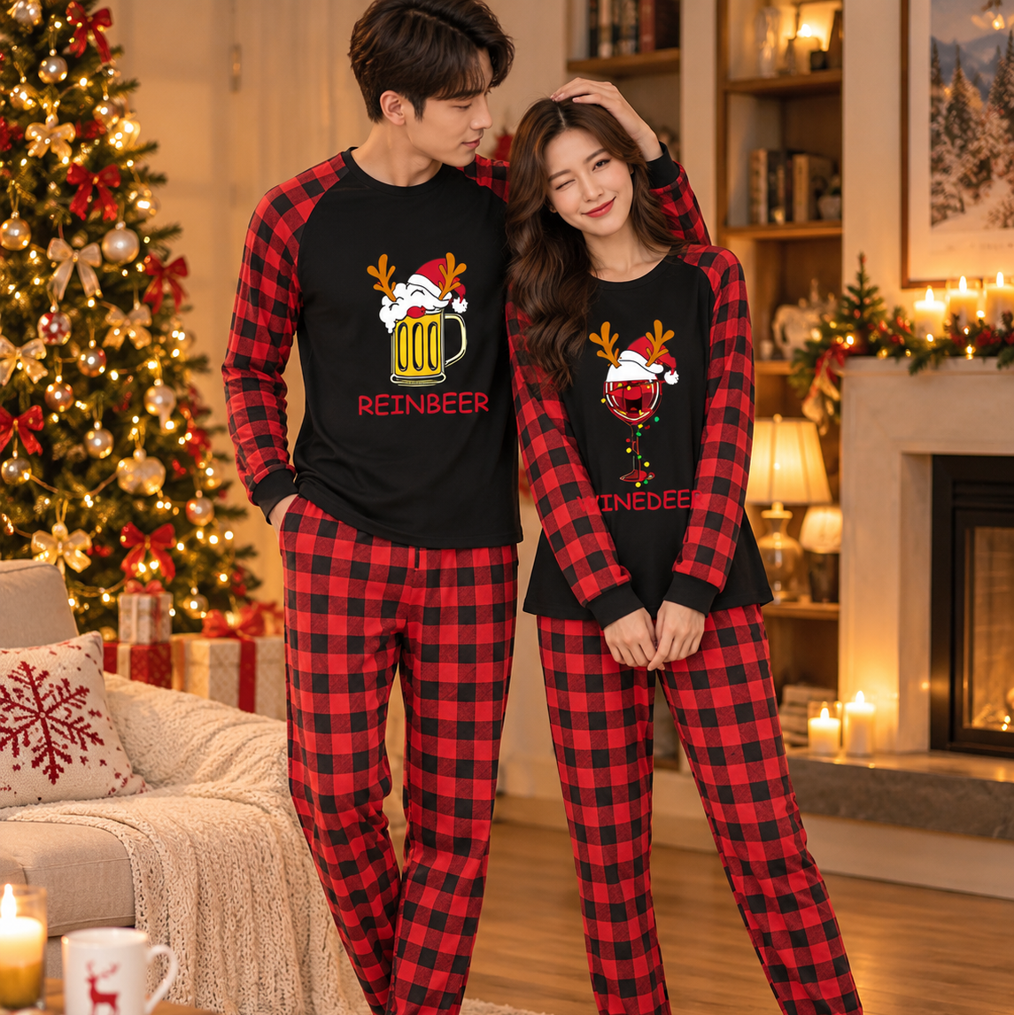 Funny Couples Christmas Pajamas
