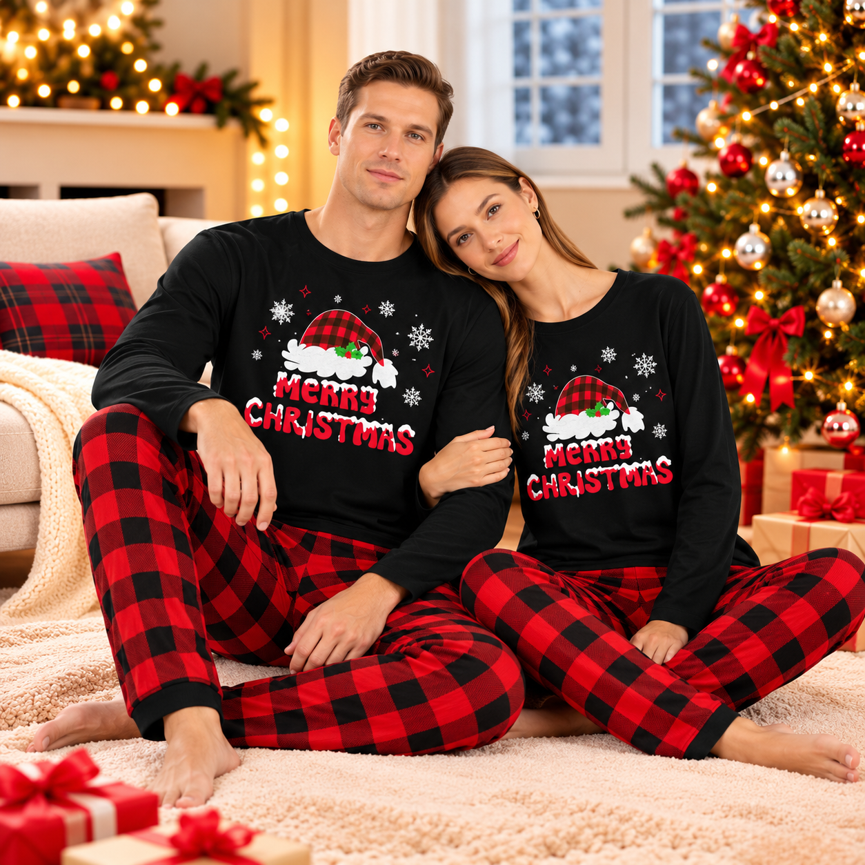 Couples Christmas Matching Pajamas