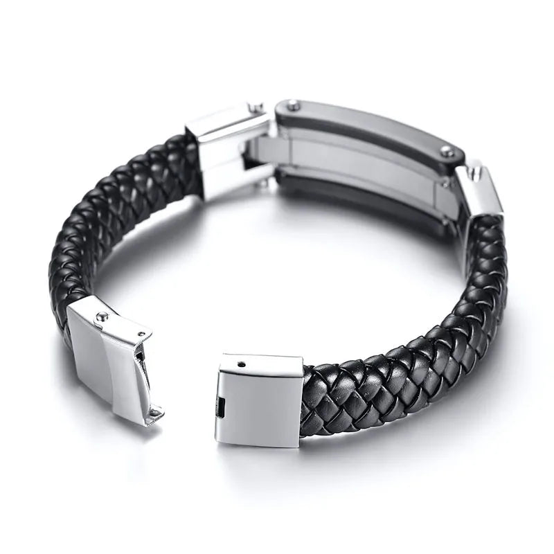 Couples Leather Id Bracelets