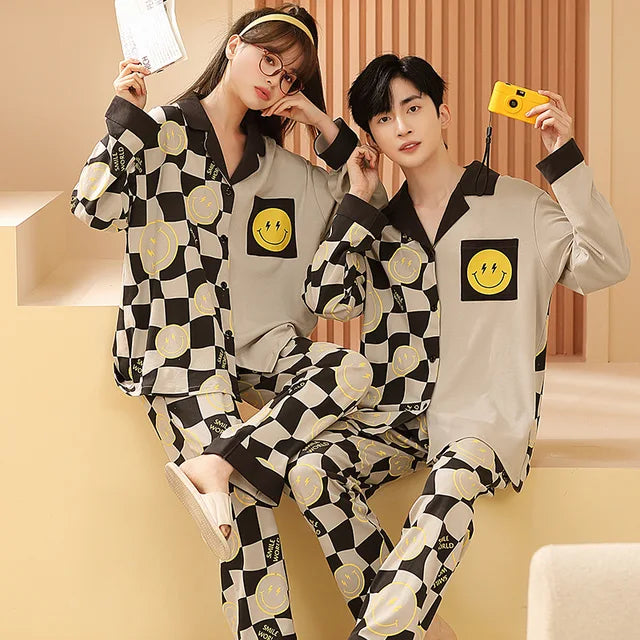 Couples Matching Cotton Poplin Pajama Sets