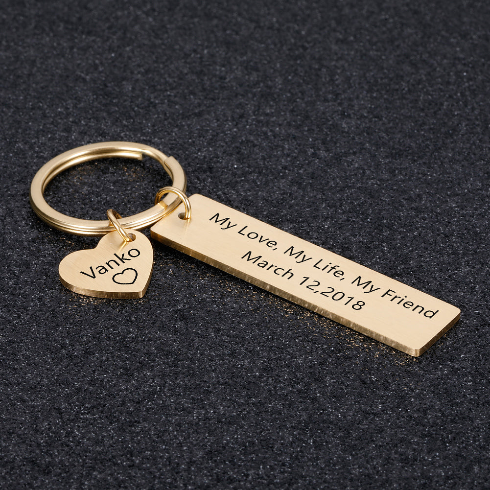 Customized Keychains with Photo Engraved | My Couple Goal Heart Rough Surface