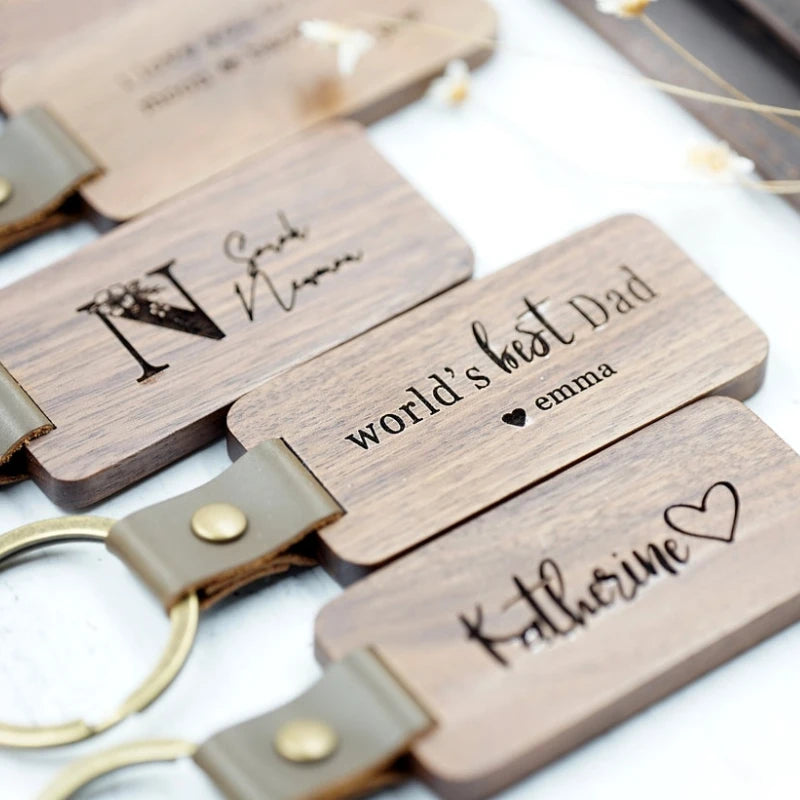 Custom Wood Keychains for Couples