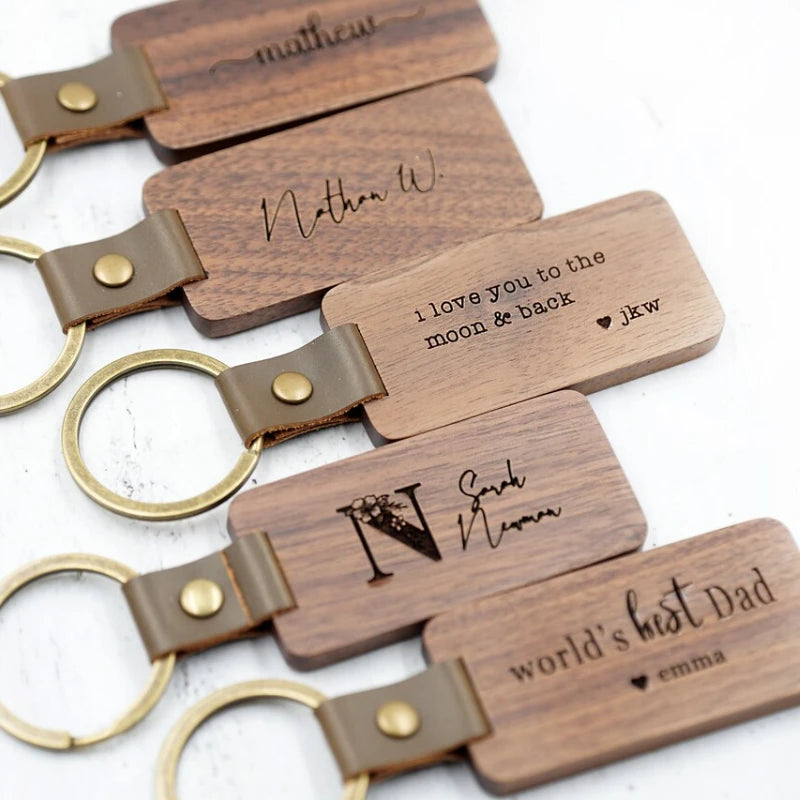 Custom Wood Keychains for Couples