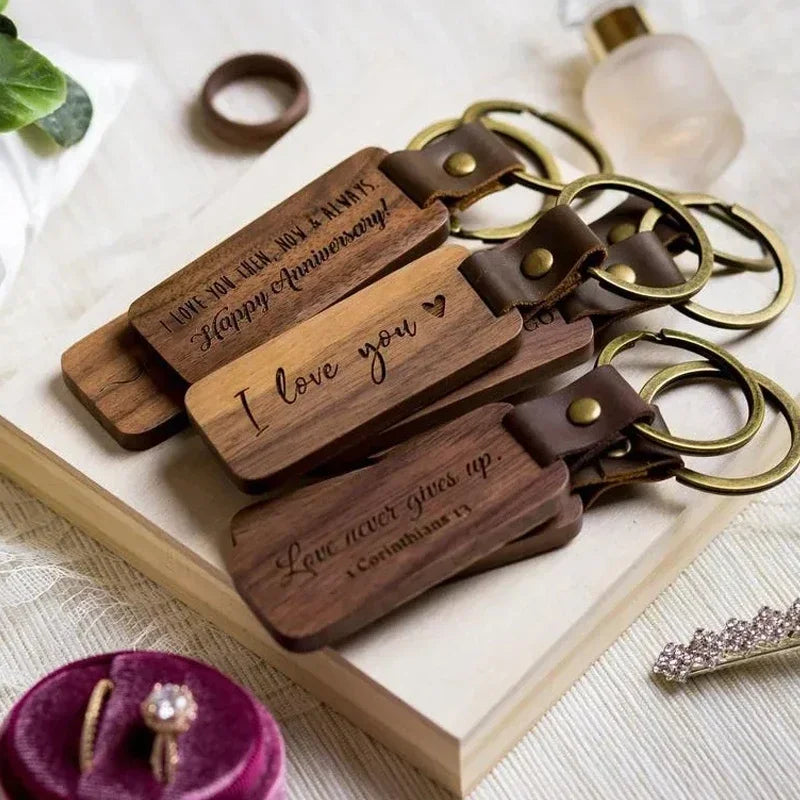 Custom Wood Keychains for Couples