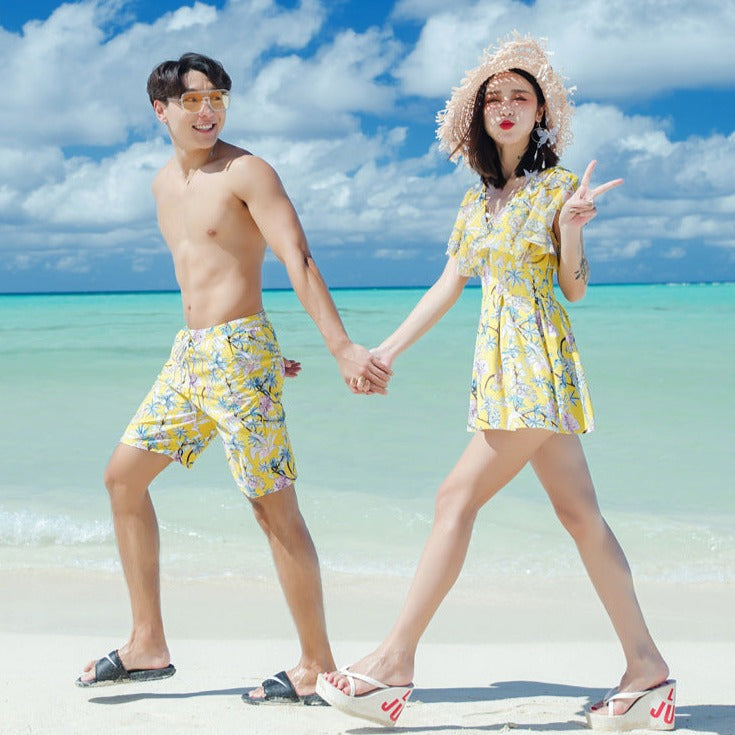 Cute couples matching swimwear