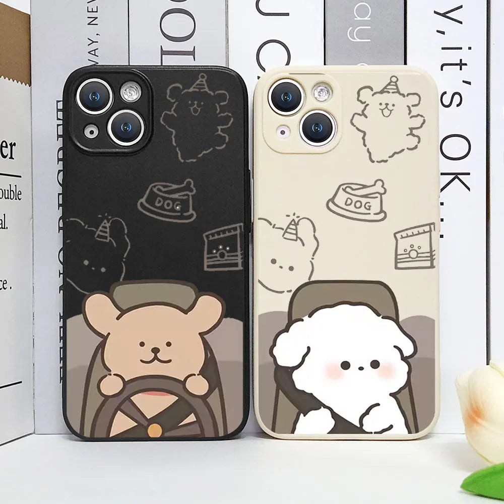 Driving Dog Couple Matching Phone Cases