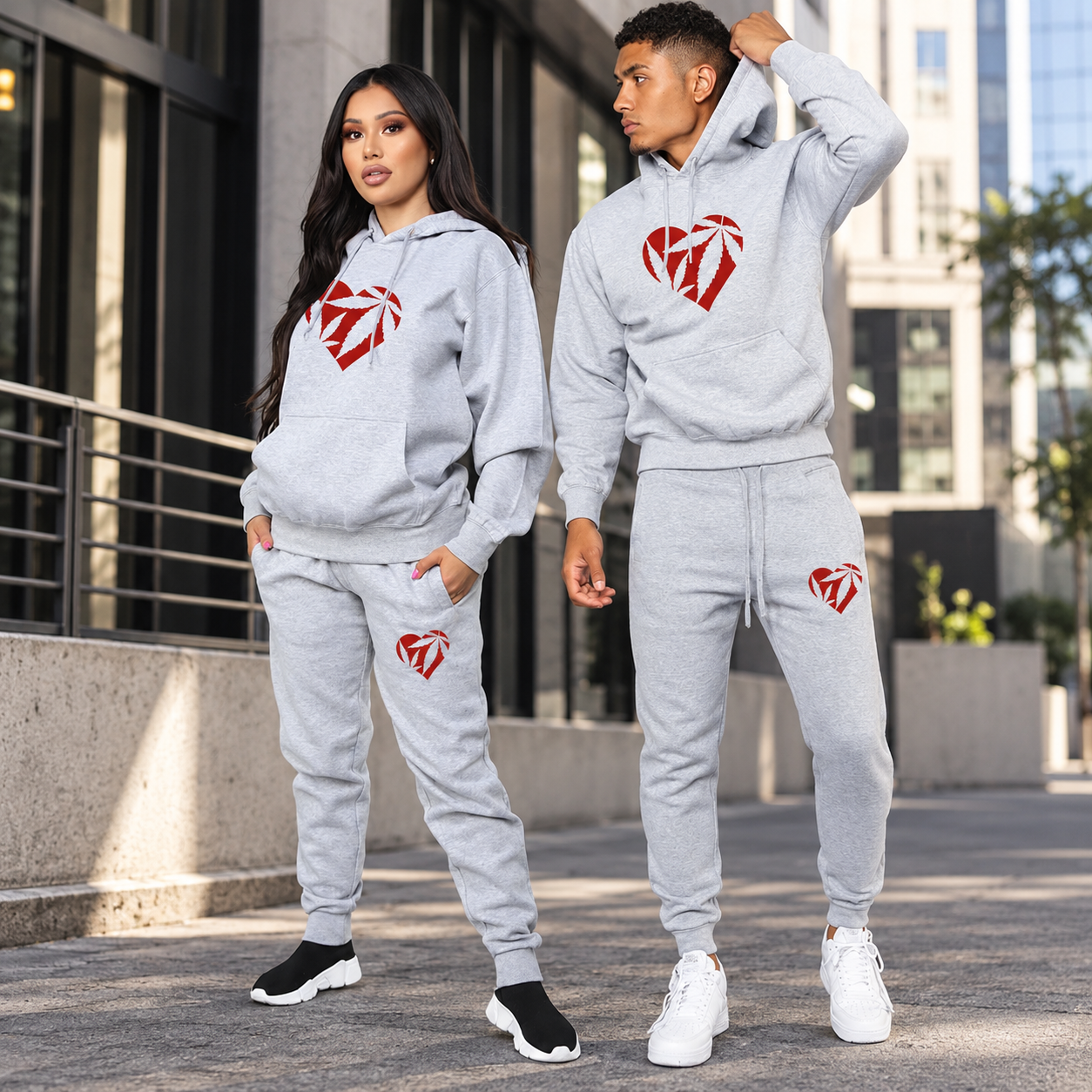 Heart matching couple tracksuits