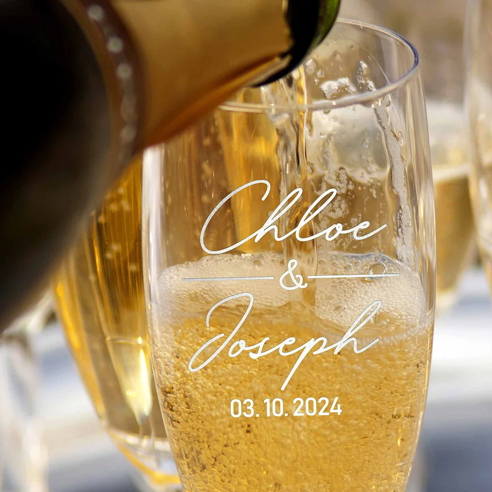 Engraved Champagne Flutes Wedding