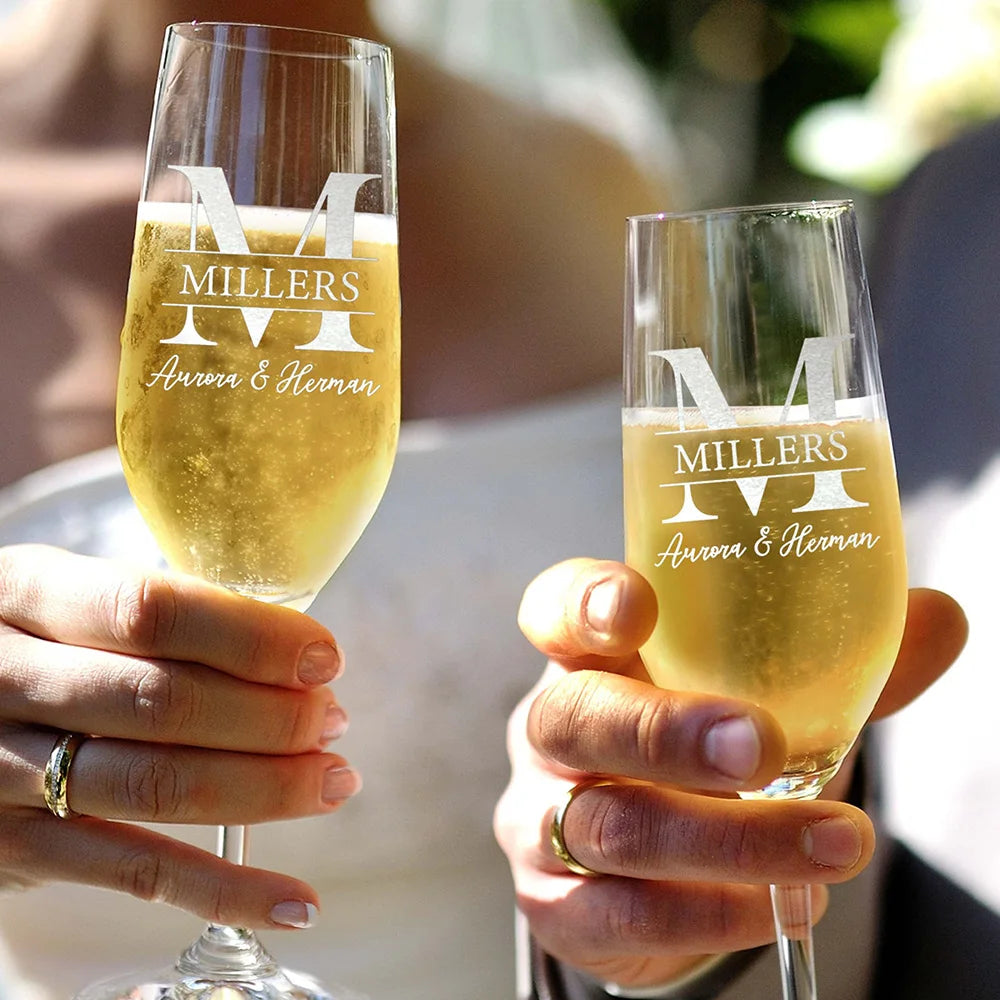Engraved Champagne Flutes Wedding