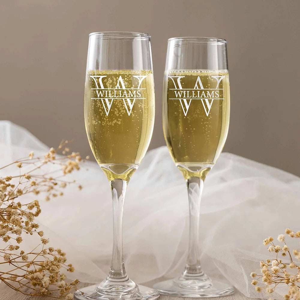 Engraved Champagne Flutes Wedding