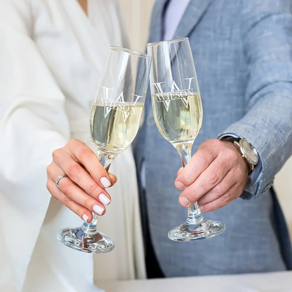 Engraved Champagne Flutes Wedding