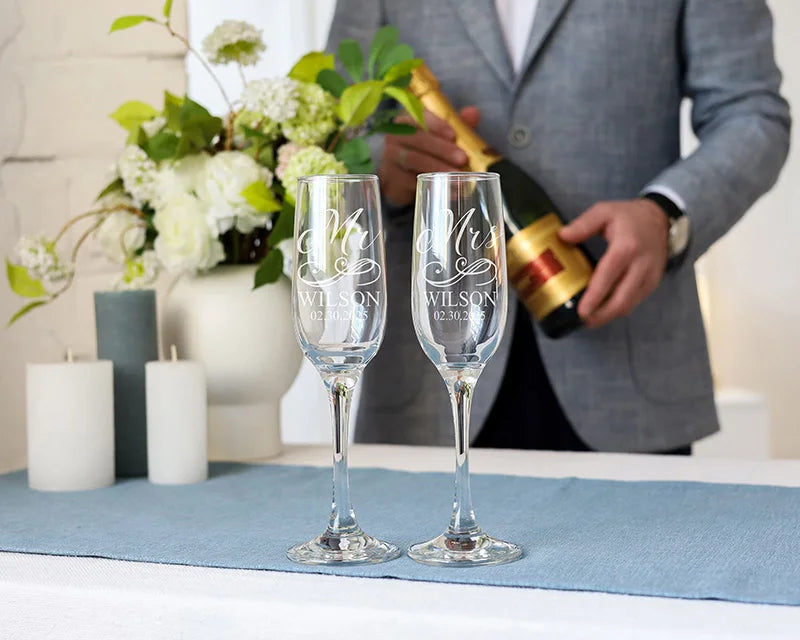 Engraved Champagne Flutes Wedding