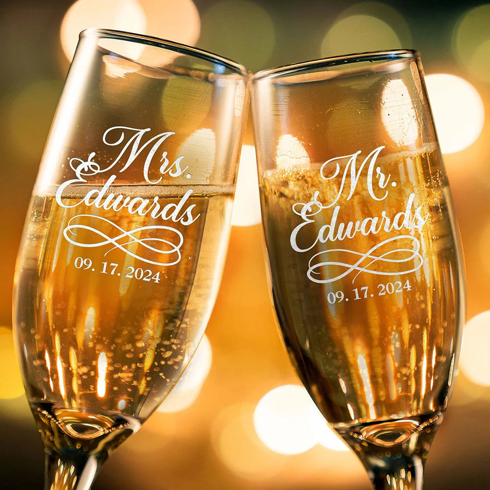 Engraved Champagne Flutes Wedding