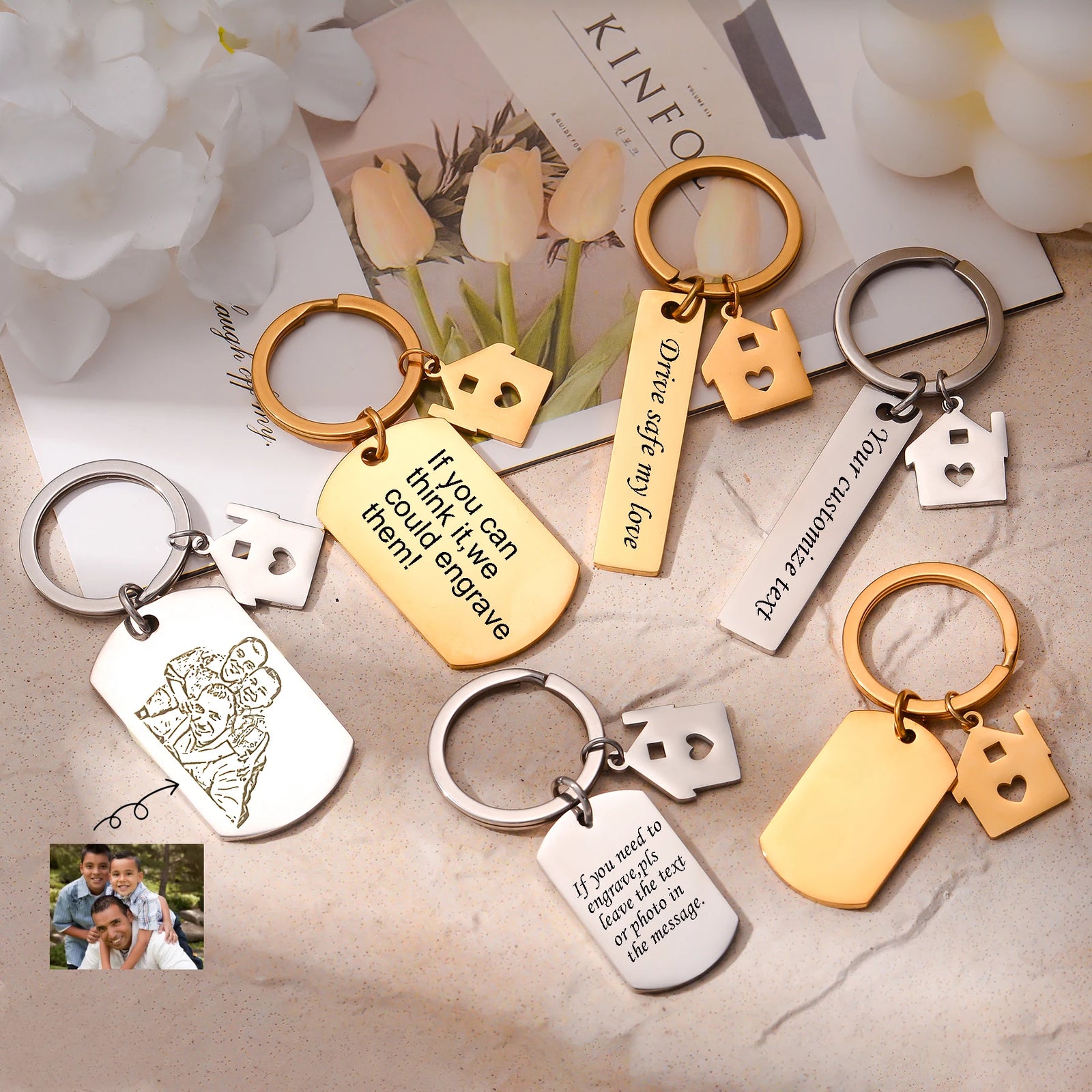 Engraved Photo Keychain Anniversary Gift