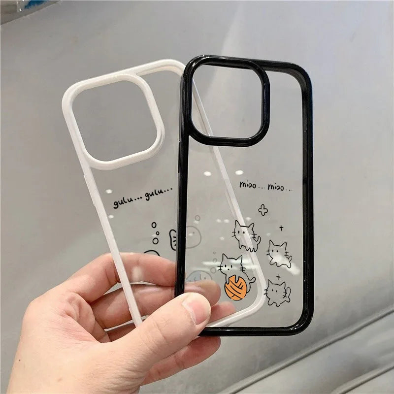 Fish Cat Couple Phone Case