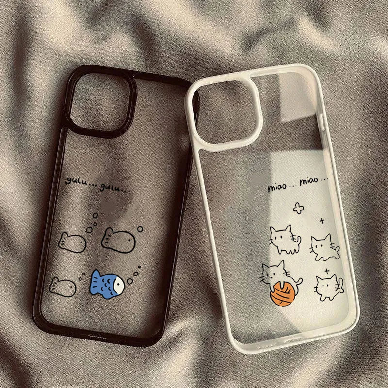 Fish Cat Couple Phone Case