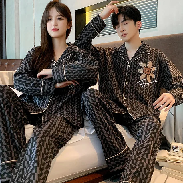 Flower Couple Cotton Pajamas