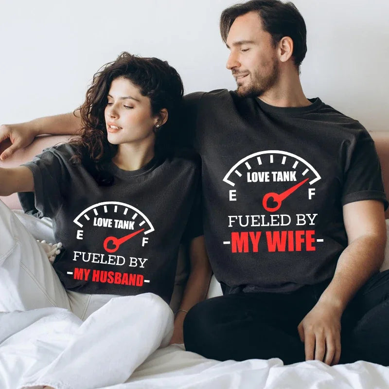 Fueled by My Husband Funny Shirts My Couple Goal Gray Her L